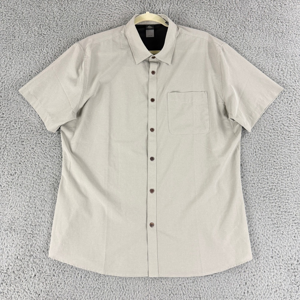 Quiksilver Waterman Button Down Shirt Mens Large Gray Stretch Hiking